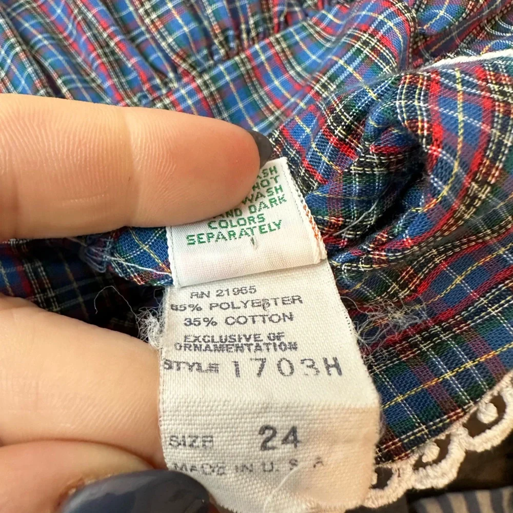 Vintage Peaches N Cream Plaid Dog Dress (Size 24 Months)